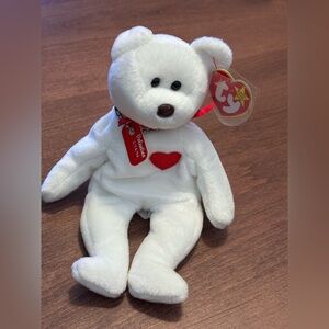 Beanie Babies Collection 1993 Valentino White Bear with Red Heart by Ty